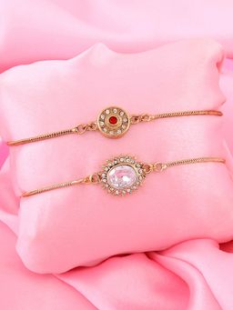 Estele - RAKHI COMBO of 2 - Gold Plated Scared Circle & Sparkle Rakhi Bracelets For Men and Women